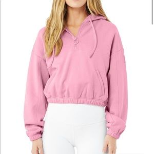 ALO Yoga Refresh Stadium Half Zip Cropped Hoodie